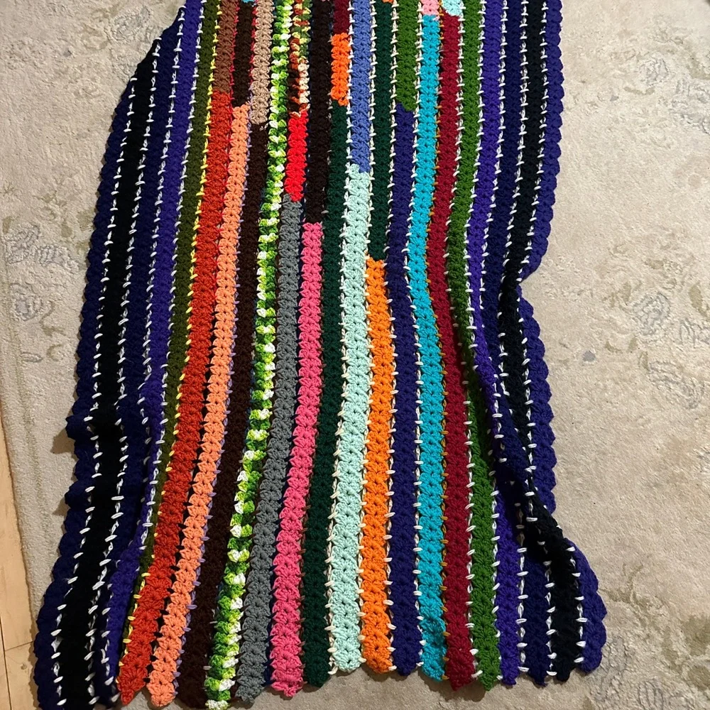 Vintage Handmade Crochet Throw Blanket 43x65 Multicolor Boho Cottagecore Cabin